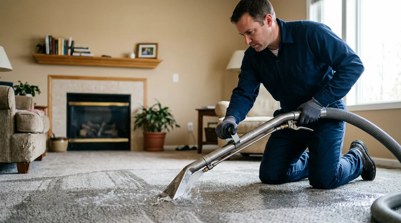 Water damage restoration technician working near Webberville, MI